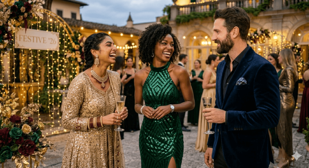 The Power Suit (Jacquard Brocade) is seen in a cool Mint Green. It features intricate, metallic self-patterning rather than applied embroidery, perfectly demonstrating the sophisticated simplicity and tailored precision of the modern alternative.